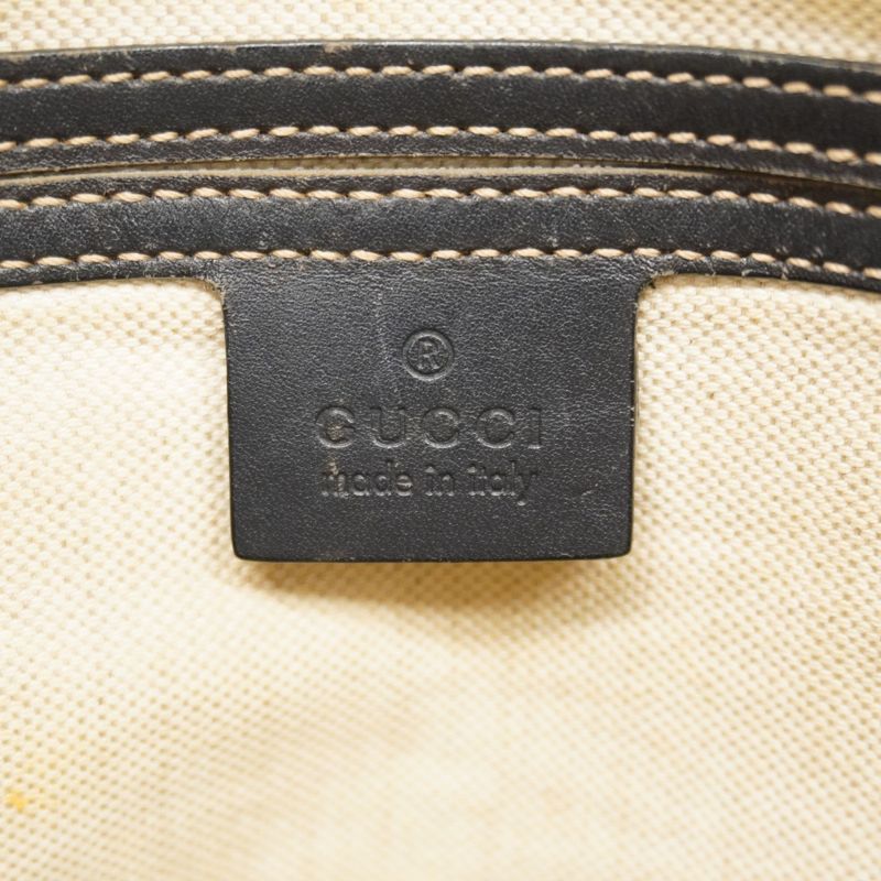 Gucci Shoulder Bag GG Supreme 201446 PVC Beige Navy Silver Hardware Women