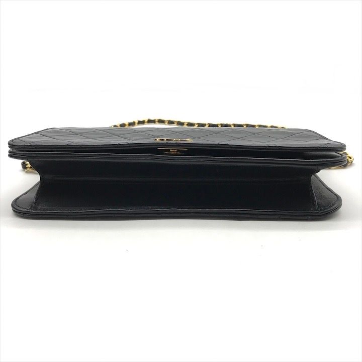 Chanel CC Logo Quilted Lambskin Push Lock Chain Shoulder Bag Black