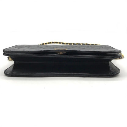 Chanel CC Logo Quilted Lambskin Push Lock Chain Shoulder Bag Black