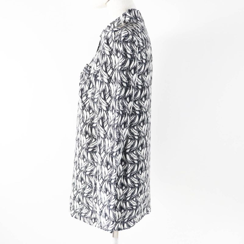 Prada 18AW P491c 100% Silk 100% Banana Allover Print Long Sleeve Shirt Black