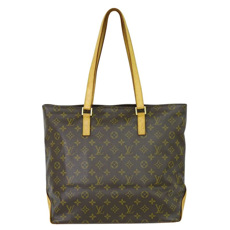 Authentic Louis Vuitton LV Cabas Mezzo Monogram Shoulder Bag Tote Bag Brown