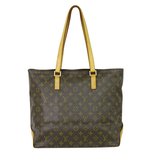 Authentic Louis Vuitton LV Cabas Mezzo Monogram Shoulder Bag Tote Bag Brown