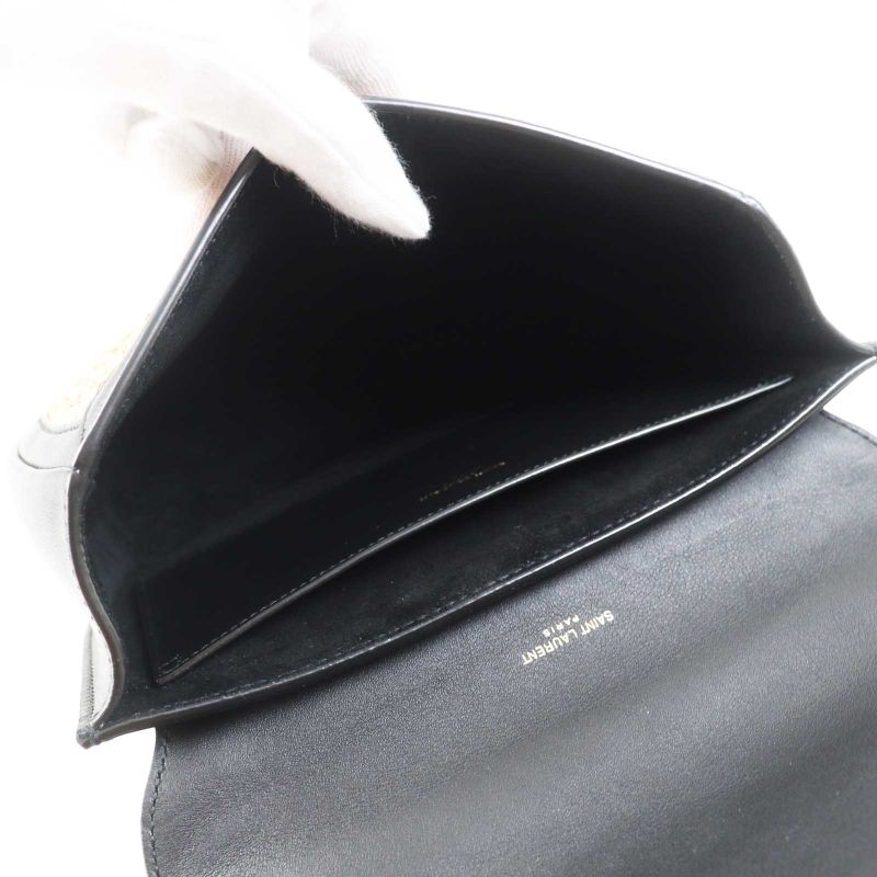 Saint Laurent Paris 634818 Kaia Raffia Leather Shoulder Bag Natural Black Gold