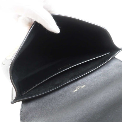 Saint Laurent Paris 634818 Kaia Raffia Leather Shoulder Bag Natural Black Gold