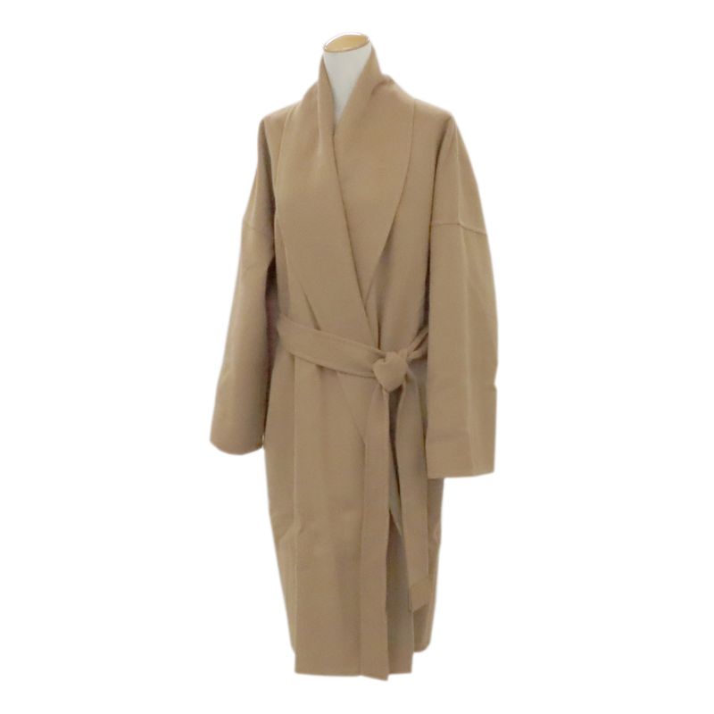 Loewe Wrap Coat Cashmere Wool Beige Camel S359y01x64 Women's Belt 34