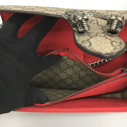 Gucci Duonysus Shoulder Bag GG Supreme Gray X Red Gray X Red