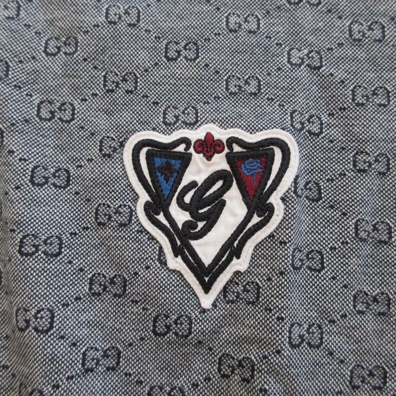 Gucci 199961 X3317 GG Pattern Polo Shirt Short Sleeves Logo Patch Gray Size L