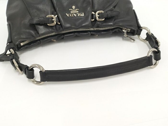Prada One Shoulder Bag Leather Black Br3795