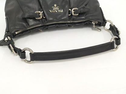 Prada One Shoulder Bag Leather Black Br3795