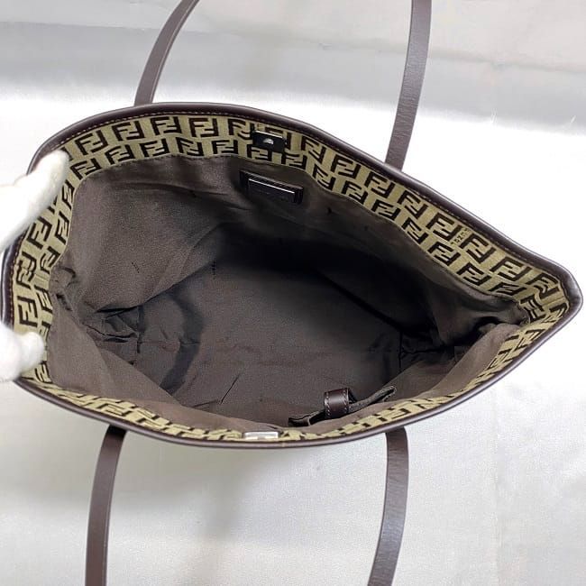 Fendi Tote Bag Ec21844 Beige Brown Zucchino