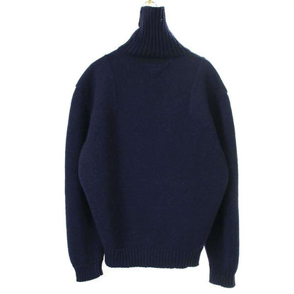 Prada Shetland Turtleneck Wool Knit Sweater Navy 48