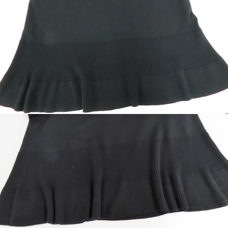 Louis Vuitton No Sleeve Knit Dress Wool L Black Bijoux Decoration Knee