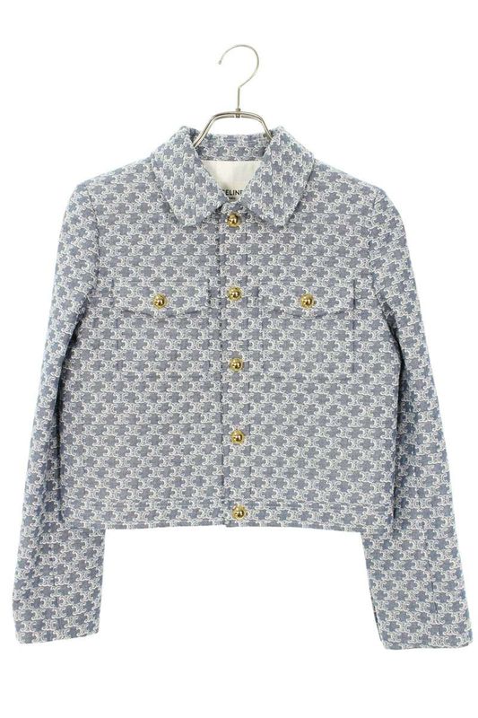 Celine Rv07w0g10.05bd Triomphe All Over Trucker Jacket Blouson Women 34