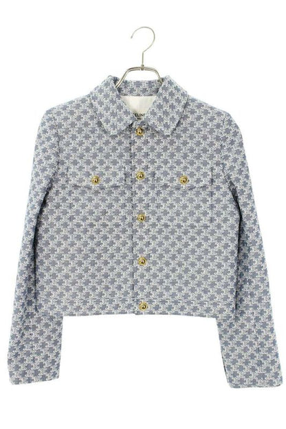 Celine Rv07w0g10.05bd Triomphe All Over Trucker Jacket Blouson Women 34