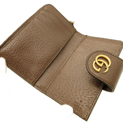 Gucci Ophidia 699353 GG Marmont Compact Wallet GG Canvas Leather Beige Brown