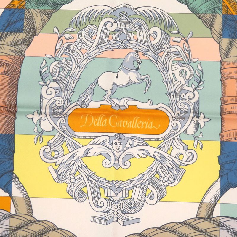 Hermes Carre 90 Double Face Della Cavalleria Silk Multicolor Scarf 0993 Hermes