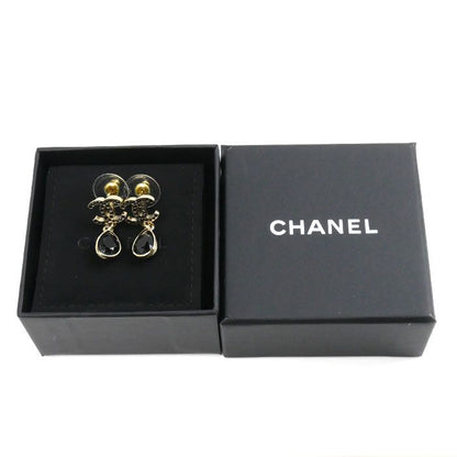 Chanel Metal Coco Mark Black Stone Earrings Ladies Pre-owned