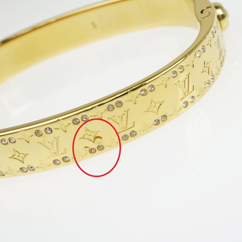 Louis Vuitton Rigid Bracelet Nanogram Strass M64860 Gold S Bangle