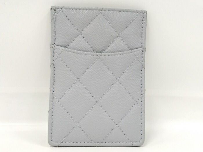 Chanel Card Case Coco Marc Caviar Skin Ice Blue Ap3835