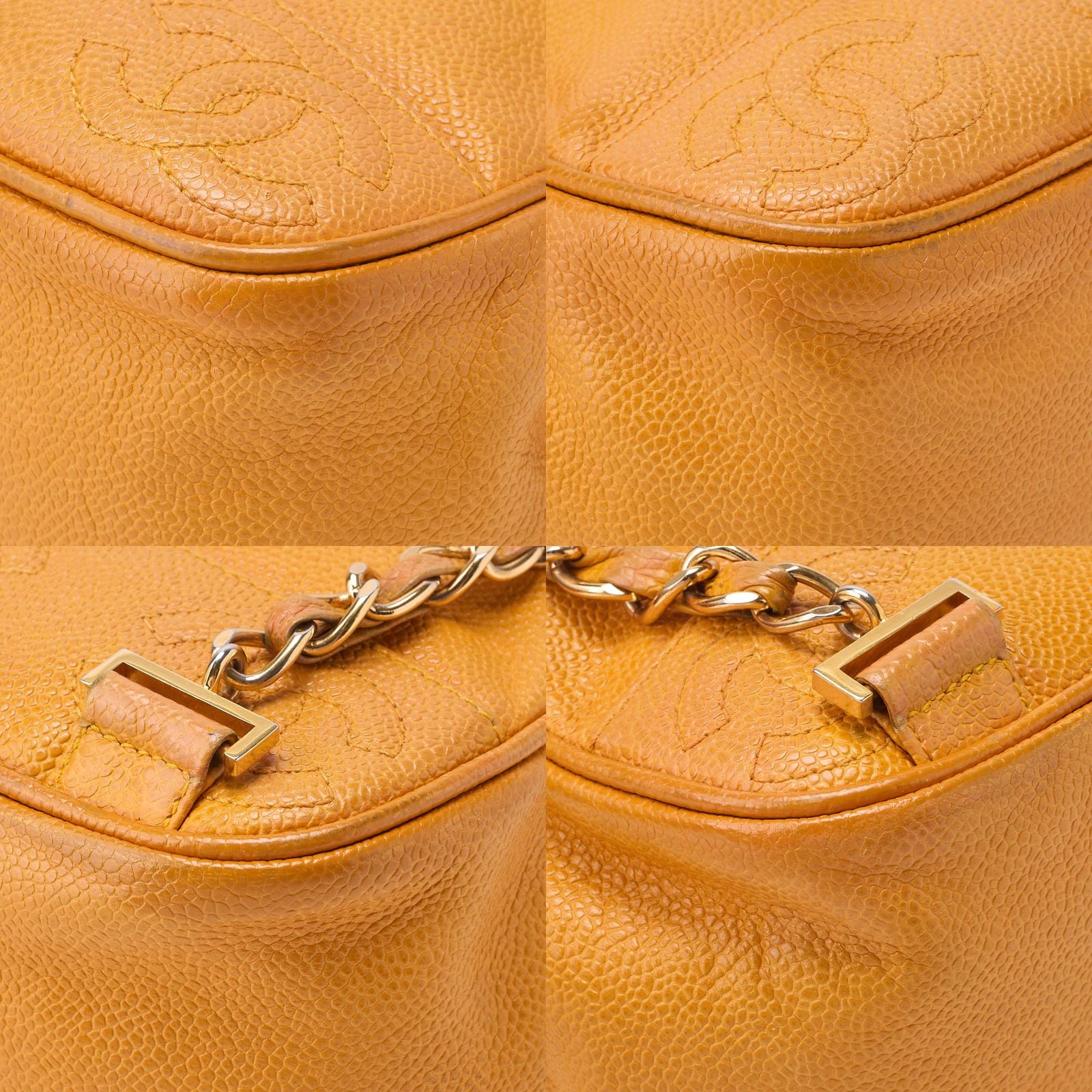 Chanel Backpack Caviar Skin Triple Coco Turnlock Yellow Gold Hardware Women's