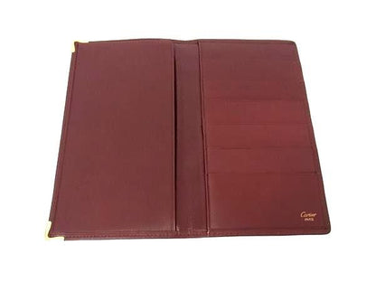 Cartier Must Line Leather Bifold Long Wallet Billfold Card Holder Men's