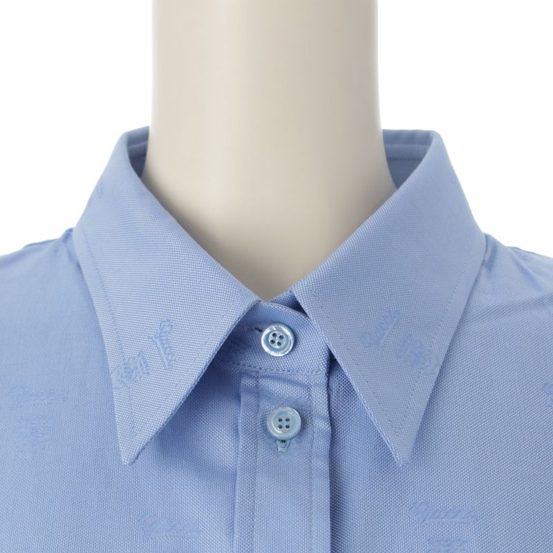 Gucci Cotton Oxford Long Sleeved Shirt Top 776414 Blue 40