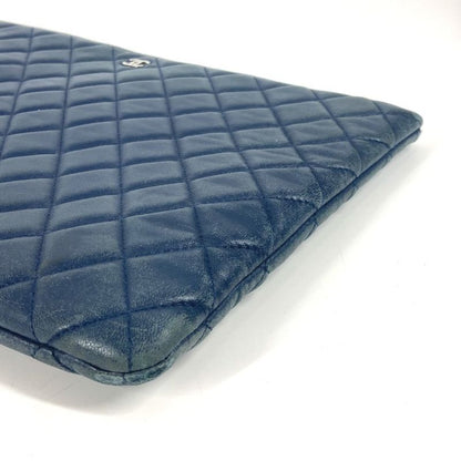 Chanel Clutch Bag CC Coco Mark Quilted Leather Navy