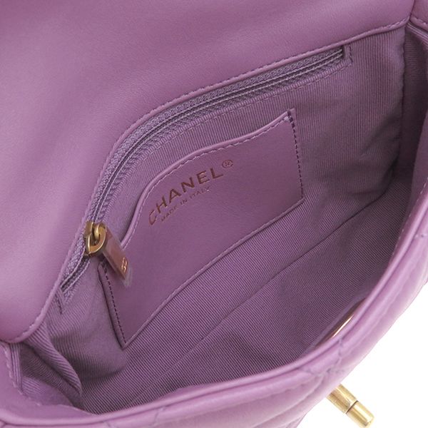 Chanel Shoulder Bag Matelasse Small Flap Lambskin Purple Gold Hardware Chain