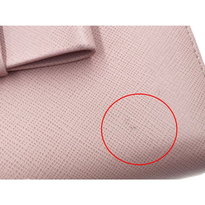 Prada Saffiano Ribbon Round Zipper Long Wallet 1ml506ztm Pink