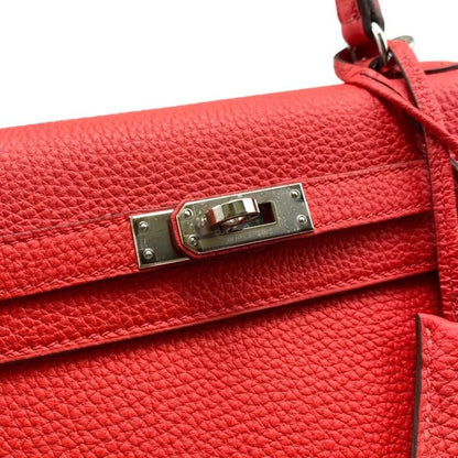 Hermes Handbag Shoulder Bag Kelly 25 D Engraved Rouge Red Silver Hardware