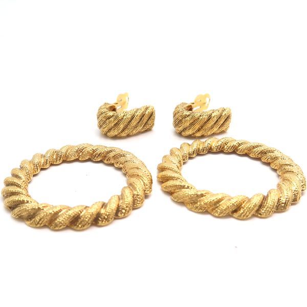 Chanel Earring GP Hoop Ring 25 2738 Vintage Large Removable 2WAY Chanel