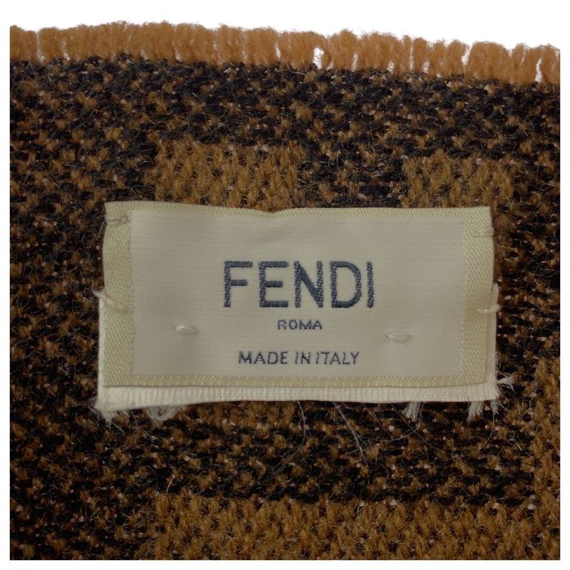 Fendi Zucca Brown Wool Scarf Women 505326