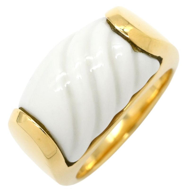 Bvlgari Bvlgari Ring Tronchet Ring 18k Yellow Gold White Ceramic Yellow-Gold