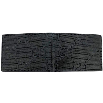 Gucci Bifold Wallet Black GG Embossed 625559 Unused Billfold