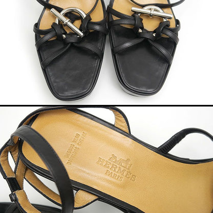 Hermes Echape Sandals 38.5 Black