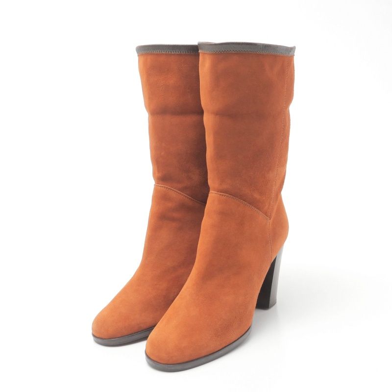 Chanel Boots Size 37C Middle Boots CC Logo Coco Mark Suede Shoes Made In