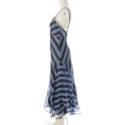 Fendi 17 Silk Mesh Sleeveless Layered Design 2WAY Dress Cami Dress Blue 38