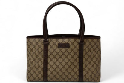 Gucci Tote Shopping Bag A4 Gucci GG Plus Leather GG Brown Beige 114595