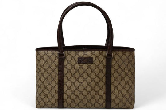 Gucci Tote Shopping Bag A4 Gucci GG Plus Leather GG Brown Beige 114595