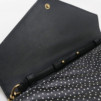 Saint Laurent Cassandra 377828 Bow01 1000 Chain Wallet Leather Women