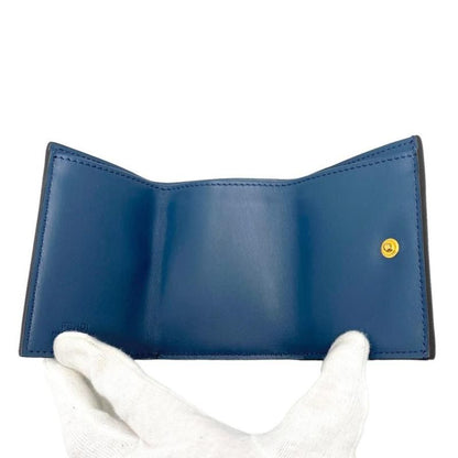 Fendi Trifold Compact Wallet 8m0395-A86r-199-1835 Blue Gold Hardware Fendi