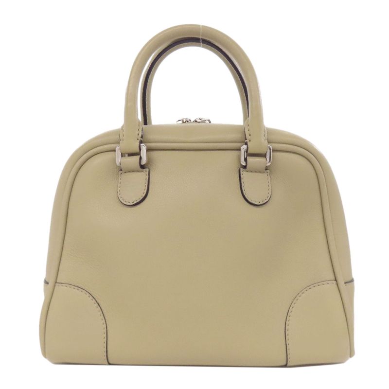 Loewe Amazona 2WAY Handbag Calf Women Leather Strap Crossbody Beige Tan