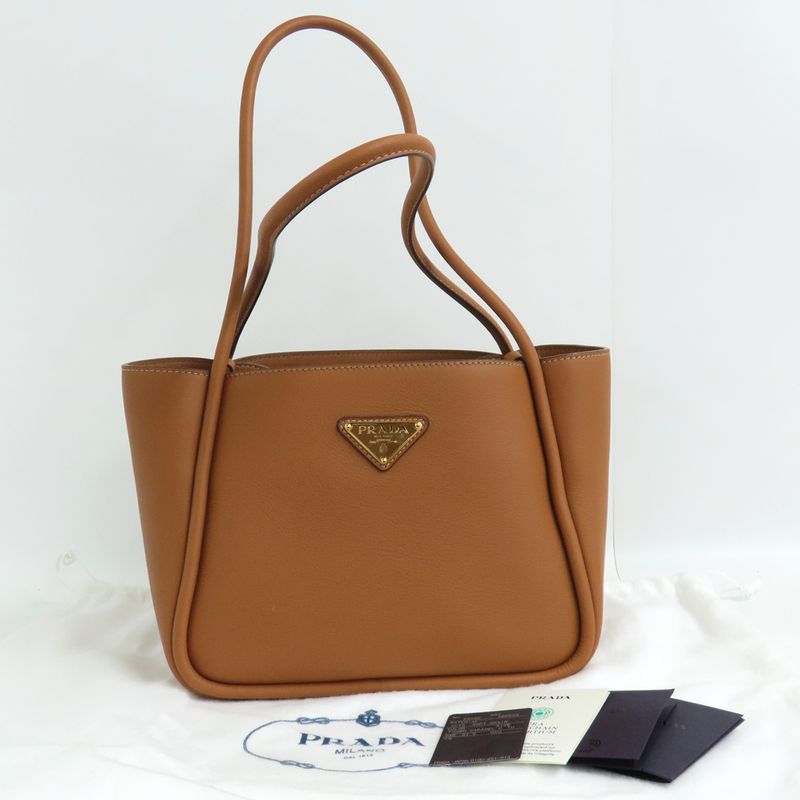 Prada Mini Tote Bag 1bg539 Shoulder - Soft Grain Leather Camel
