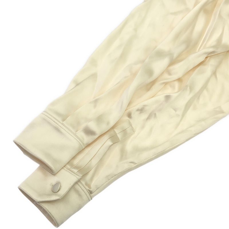 Saint Laurent Paris 19aw Silk Satin Ribbon Blouse 609404 Beige 34