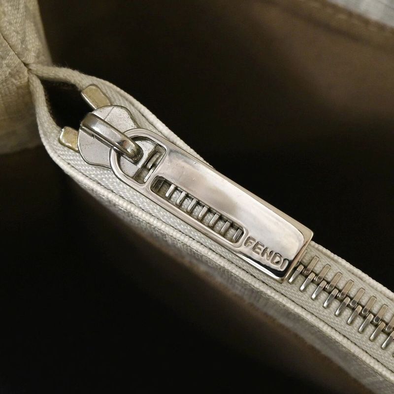 Fendi Bag Tote Handbag Zucchino Pattern White Gray 73ga948