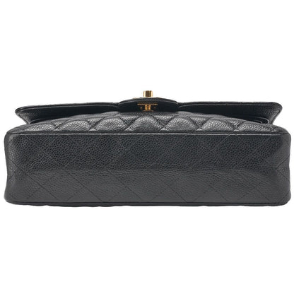 Chanel Chain Shoulder Bag Matelasse Double Flap 25 Caviar Skin Black (gold
