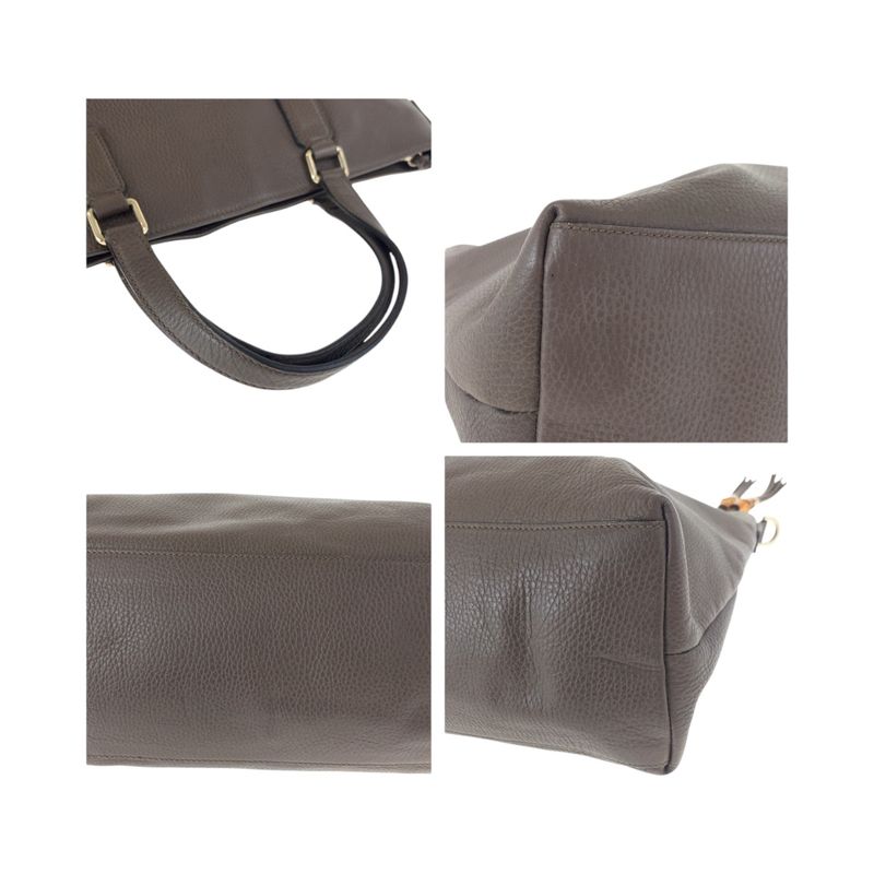 Gucci Bamboo Brown Gold Hardware Leather 365345 Tote Bag Shoulder Bag Women