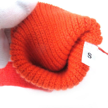 Hermes 23AW H232006g Heaven Cashmere 99% Chaine D'ancre Knit Gloves Orange S