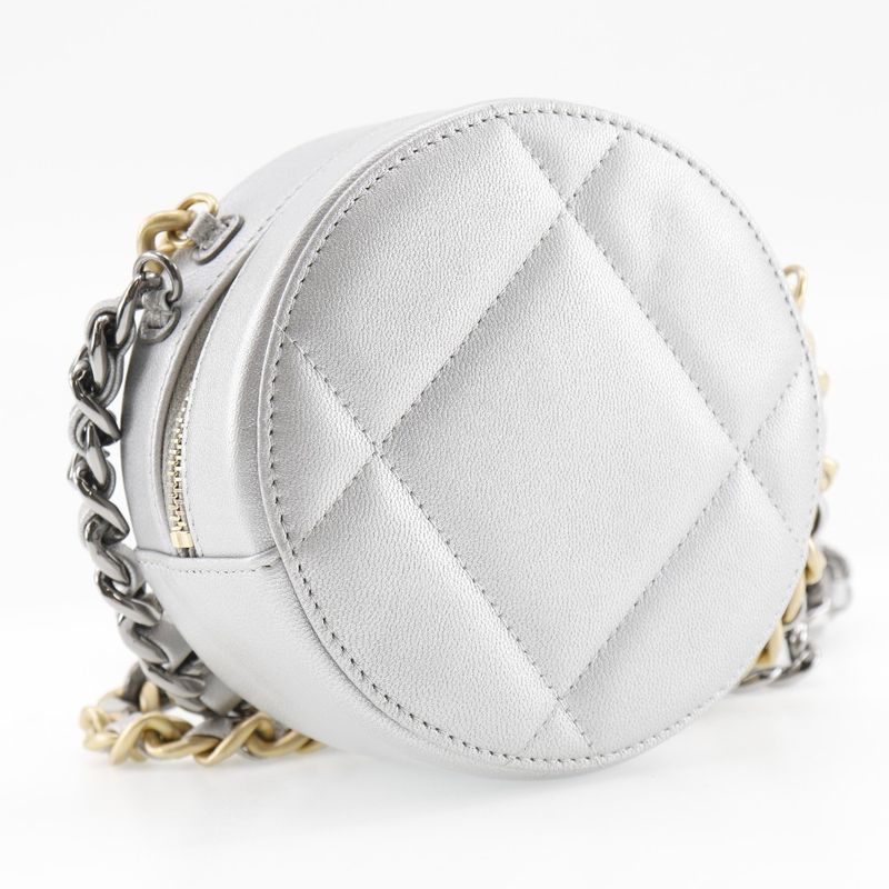 Chanel 19 Chain Clutch Ap0945 Calf Silver Ladies Shoulder Bag