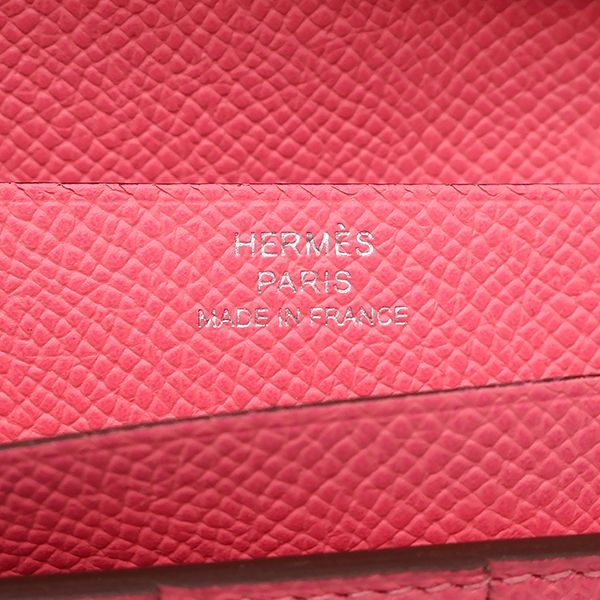 Hermes Long Wallet Bearn Souffle Vaux Epson Rose Azalea Silver Hardware Unused